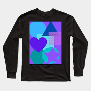 Collage of shapes purple background Long Sleeve T-Shirt